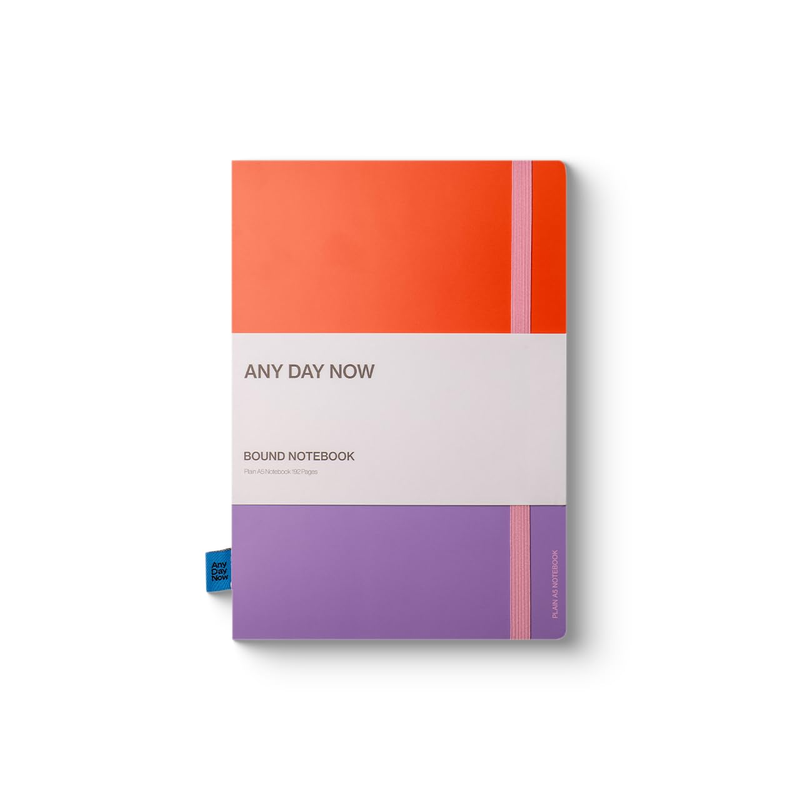 Any Day Now - Bound Notebook - Plain - A5 - Red and Purple