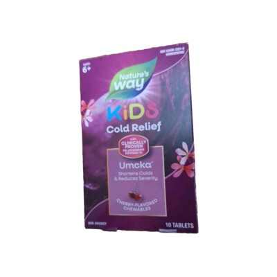 4 Nature's Way Kids Cold Relief Homeopathic Umcka Chewable Tab Cherry, 10 Ct Box