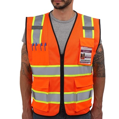 Dib Safety Reflective Mesh Vest High Visibility Two Tone with Pockets and Zip
