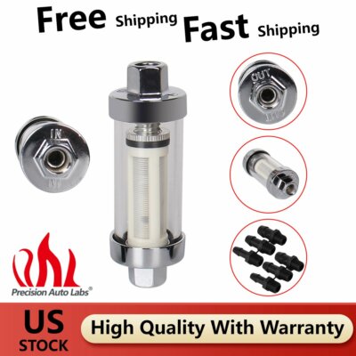 9706 CLEARVIEW FUEL FILTER UNIVERSAL FOR MR GASKET CARBURETED CHROME HOUSING END