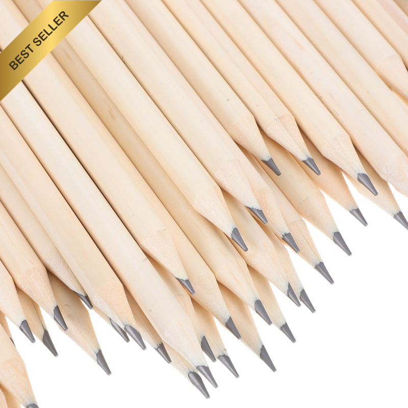 50 Pack Pre-Sharpened Natural Wood Pencils - HB Graphite Lead - Eco-Friendly rou