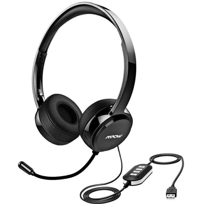Mpow 071 USB Headset w/ 3.5mm Jack Computer Wired Headphones for PC Skype Phone