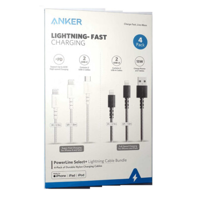 Anker PowerLine Select+ B8012J11 2 USB-C and 2 USB-A Cables 4Pack