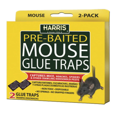 Harris Pre-Baited Mouse Glue Traps, Fully Disposable 2-Pack
