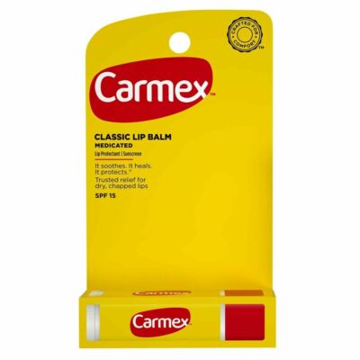 6 PACK- Carmex Classic Medicated Lip Balm Stick, Original, SPF 15, 0.15 oz