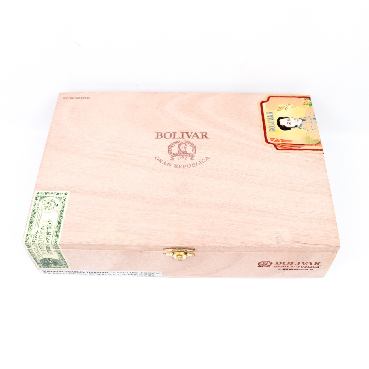 Bolivar Cofradia Gigante Gran Republica Empty Wood Cigar Box 10.5" x 7" x 2.5"
