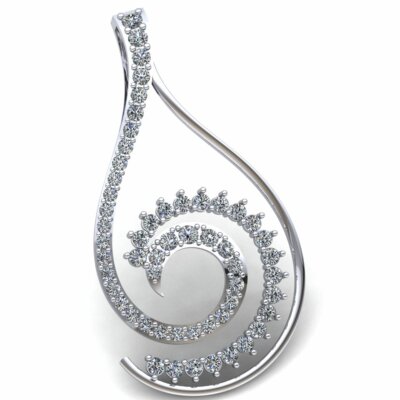 Pre-owned Jewelwesell 1.5ctw Round Cut Diamond Ladies Spiral For Her Fancy Pendant 14k Gold