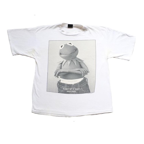Kermit Clein Tシャツ ホワイト　レア✴︎ ヴィンテージ Kermit The Frog, Vintage 90s Kermit Clein Muppets CK Single