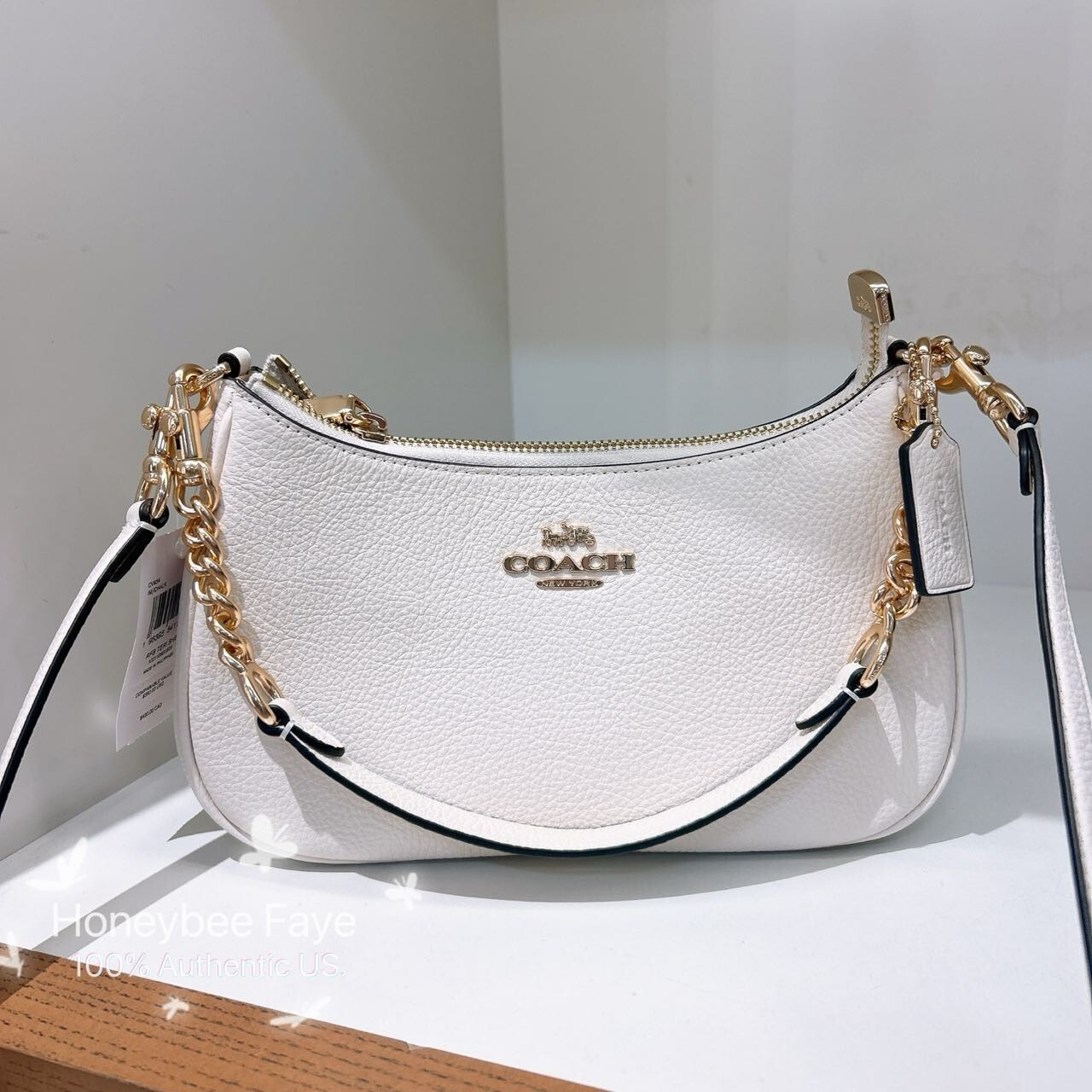 NWT Coach Teri Shoulder Bag Gold/Chalk CV934 | eBay
