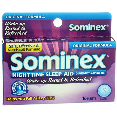 4 Pack Sominex Original Formula Nighttime Sleep Aid, 25 mg, 16 Ct