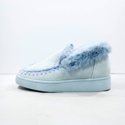 Blondo Aria Blue Waterproof Suede Faux Fur Lined Hidden Wedge Booties - 8 NWOB