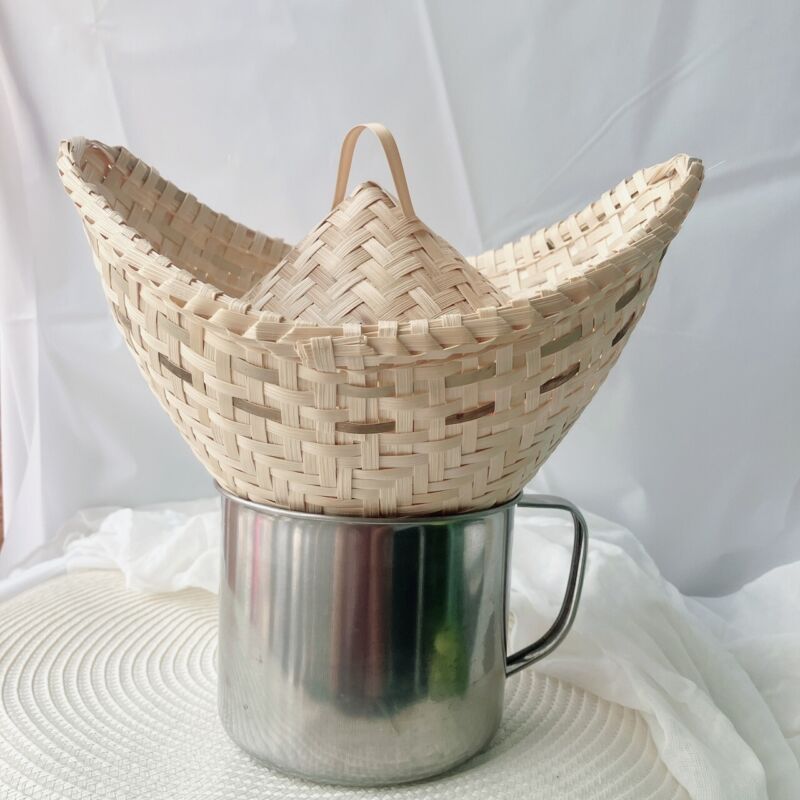 Set Of Vintage Thai Handicraft Cooker Bamboo Basket Steamer Sticky Rice Dim Sum