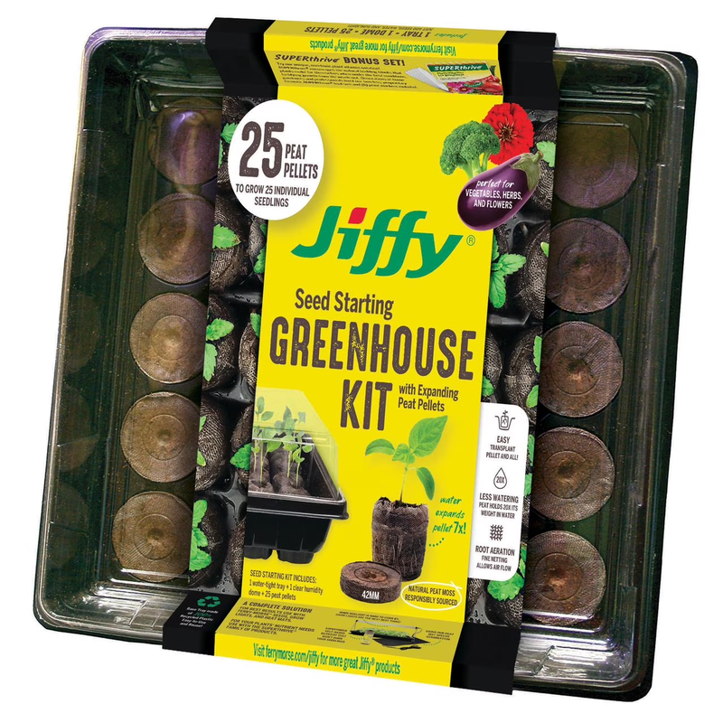 25 Cell Seed Starting Greenhouse with 42Mm Peat Pellets W/Superthrive Sam