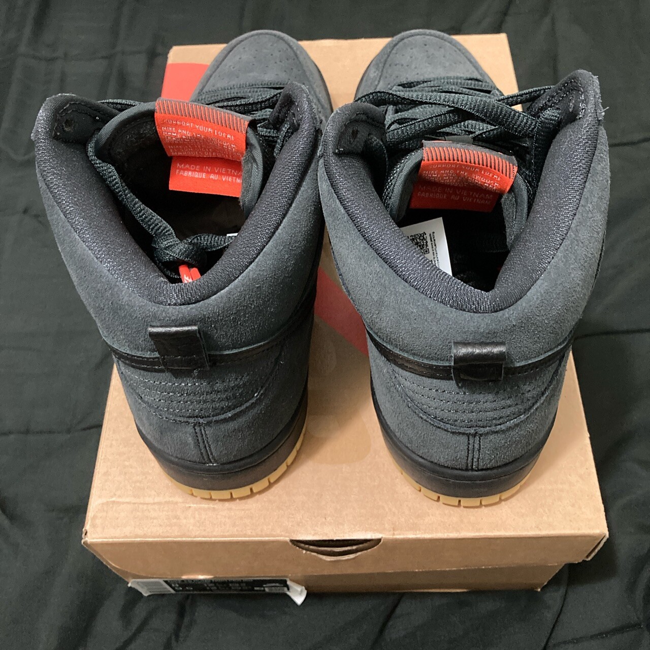 dunk high orange label dark grey