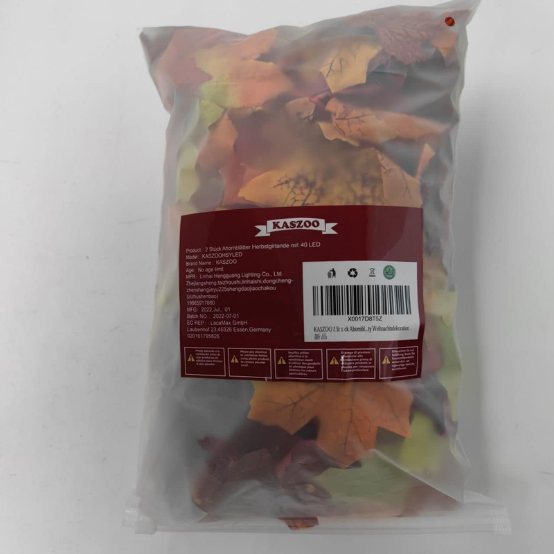 2 Pack Fall Maple Garland with 40 LED String Light - 5.8ft/Piece Artificial Fall
