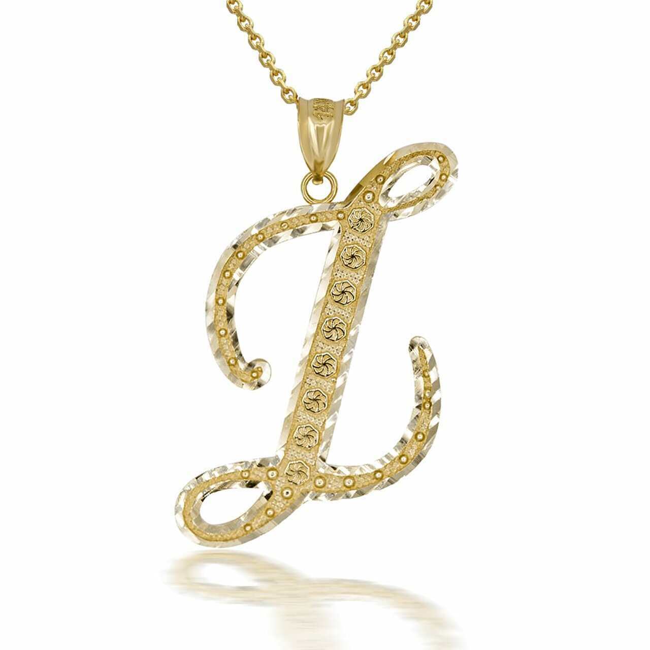 10k Solid Yellow Gold Cursive Initial Letter Z Pendant