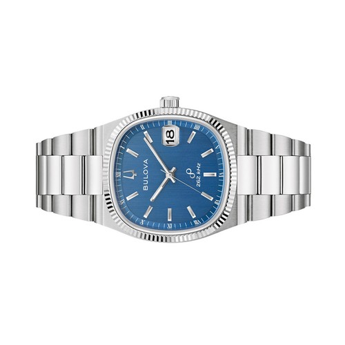 Pre-owned Bulova 96b440 Super Seville Quartz Sapphire Blue Dial Stainless Steel Watch