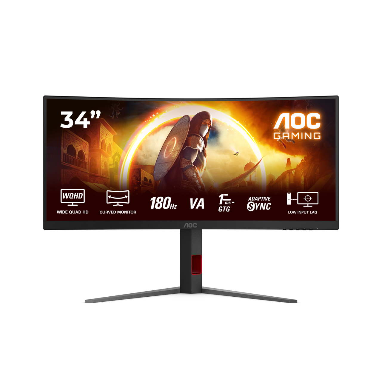 AOC CU34G4 VA Curved Monitor 34 inch, WQHD, 1ms, 180Hz Gaming mode Adaptive Sync