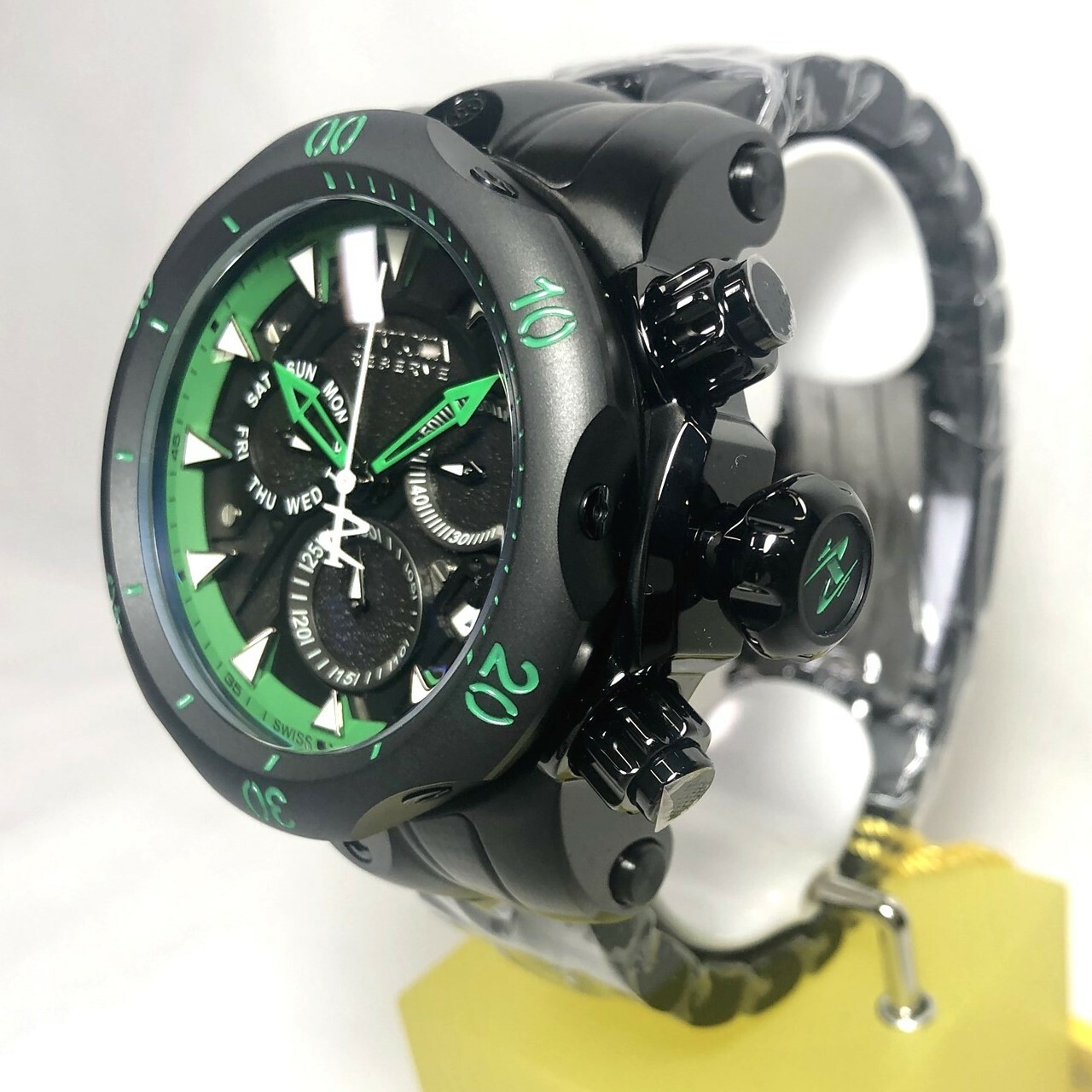Pre-owned Invicta 32944 54mm Black/green Venom Black Label W/ 4-piece Band Set