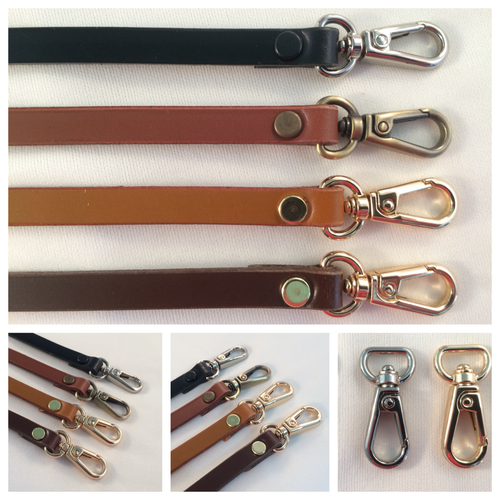 3/8 in. Skinny Thin Narrow Leather Cross Body Hand Bag Strap - 4 Colors