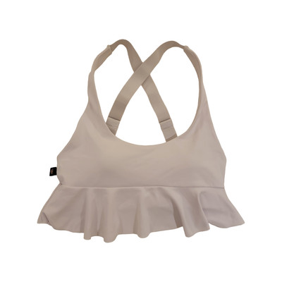 L URV Sports Bra Just For Frills Size XS White Athletic Padded Bottom Ruffle NWT