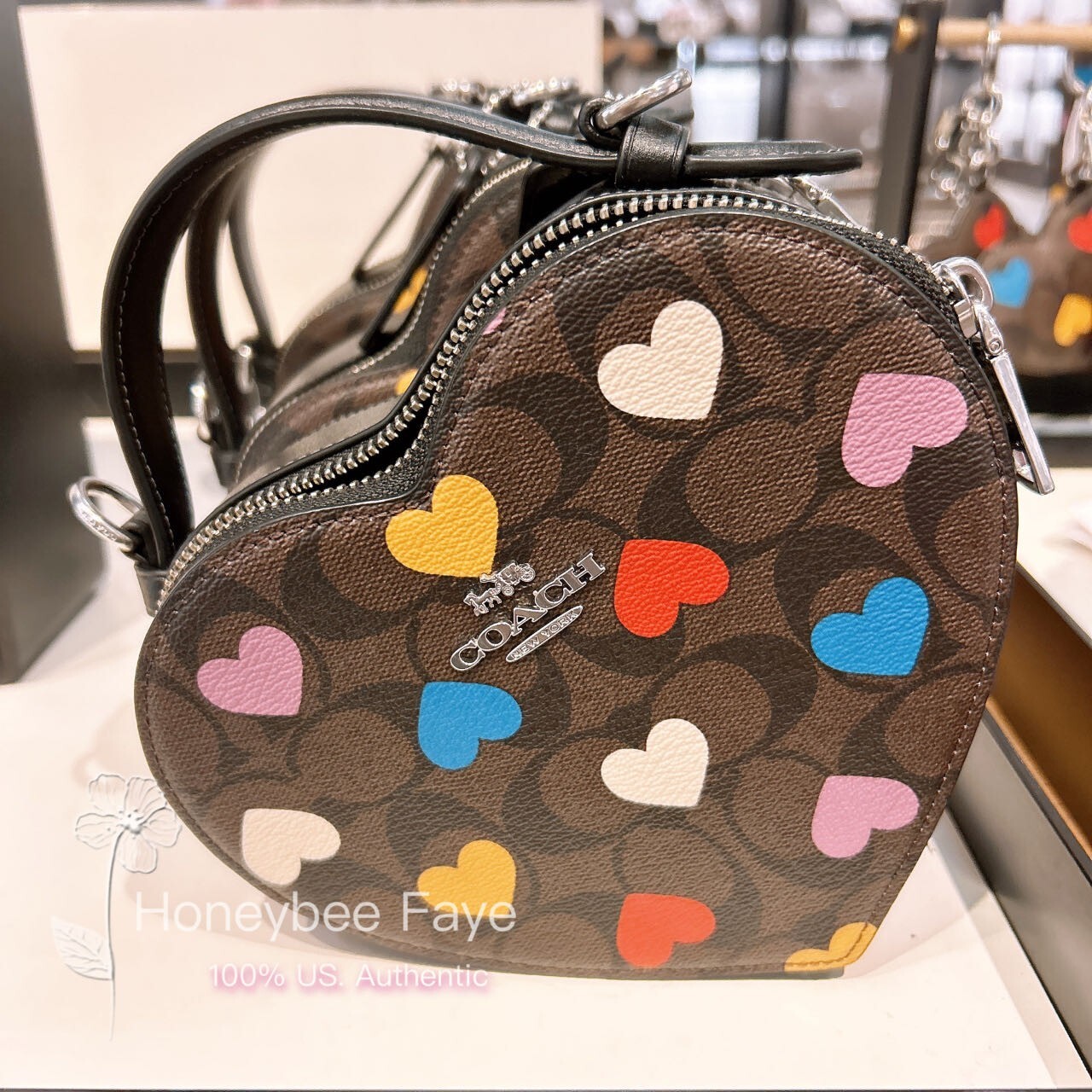 NWT Coach Heart Crossbody In Signature Canvas With Heart