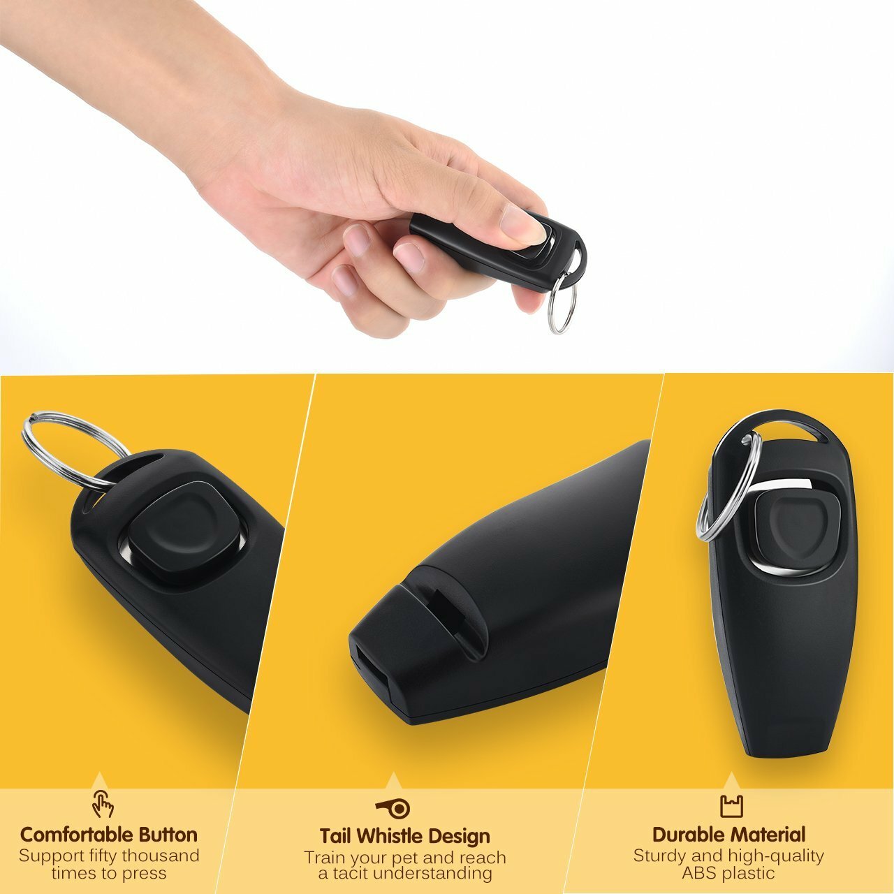 New Black 2 in 1 Dog Puppy Pet Clicker whistle Training Obedience USA Seller