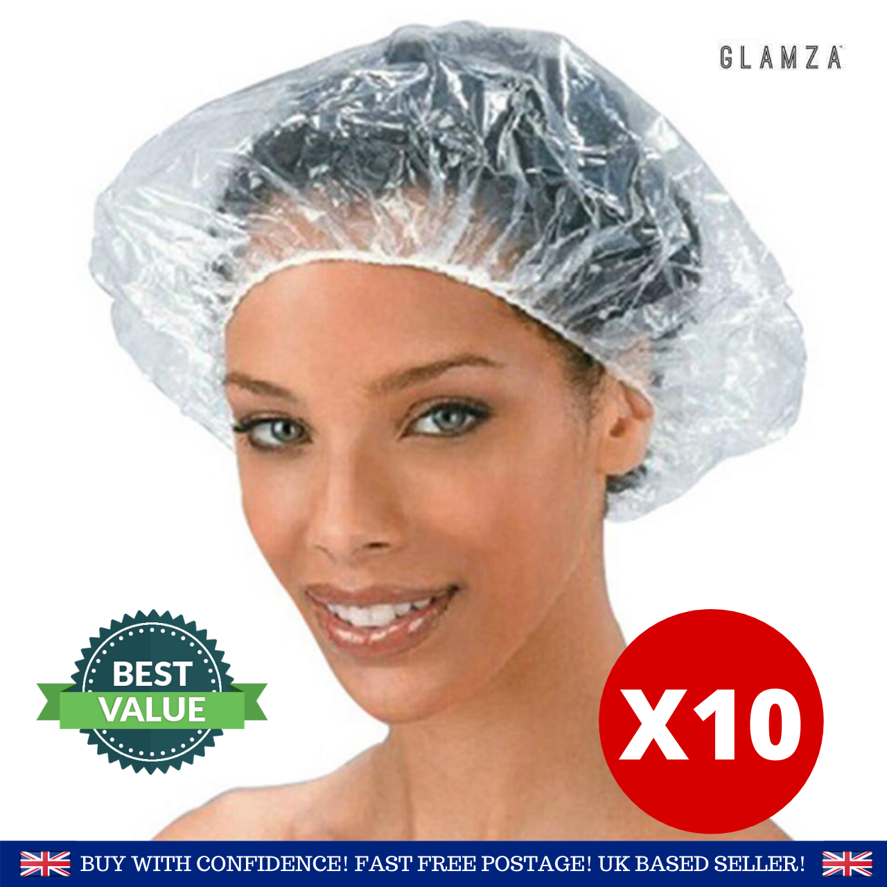 X10 Disposable Shower Caps for Women Clear Waterproof Elastic Shower Hair Caps