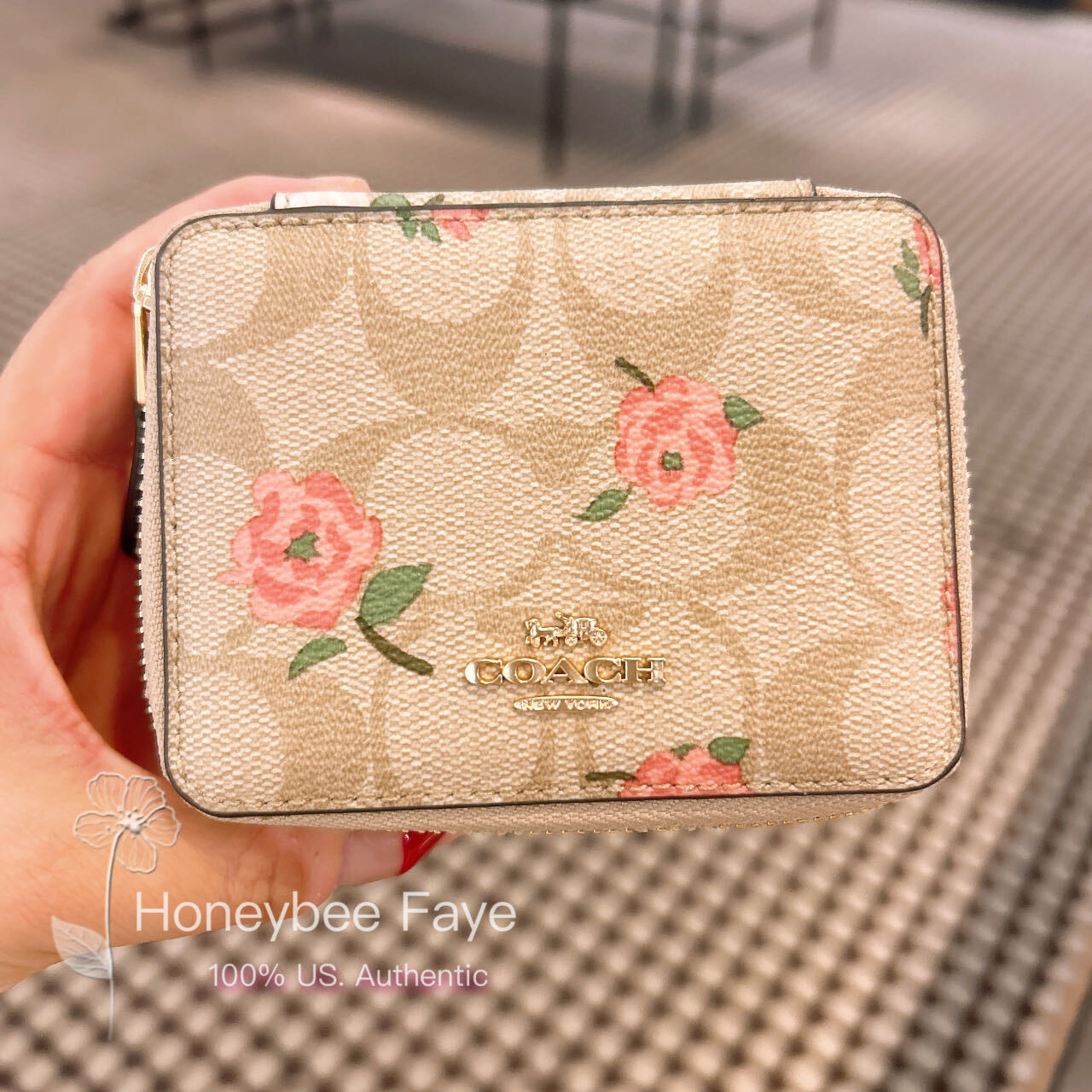 NWT Coach Weekly Pill Box In Signature Canvas With Floral