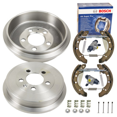 Bremstrommeln + BOSCH Bremsbacken VW Polo 9n Fox Audi A2 Seat Cordoba Ibiza