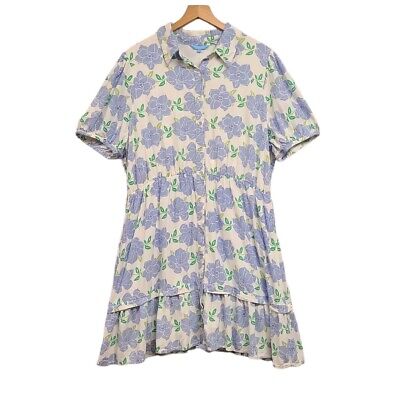 Draper James RSVP Shirt Dress Womens XXL Floral Print Linen Blend Button Front 