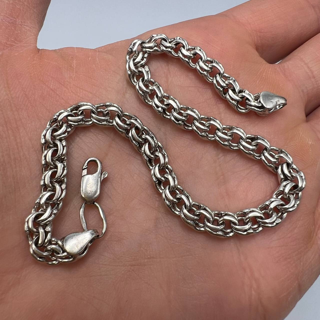 ブレスレット シルバー 925 USA レザー ヴィンテージ Vintage 80s-90s USA silver 925 retro mode design chain