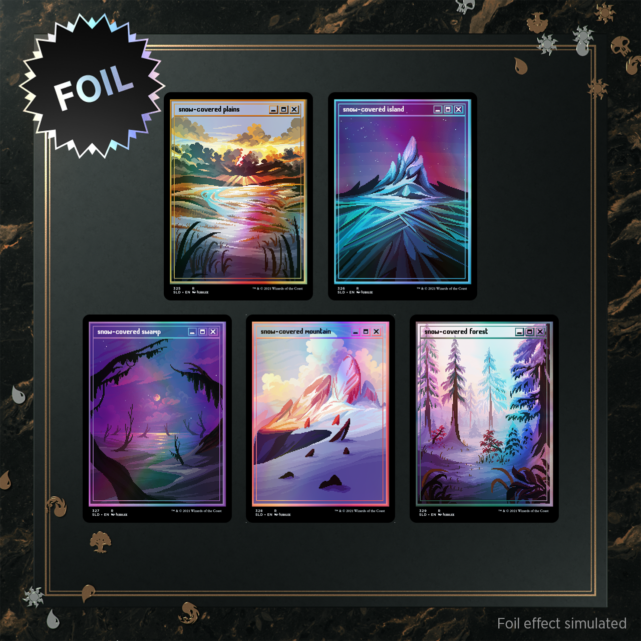 PixelSnowLands.jpg mtg magic the gathering secret lair foil
