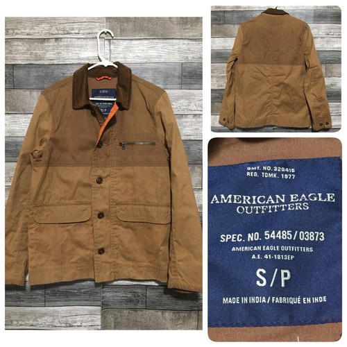 American Eagle Corduroy Collar Jacket Men's S Brown Tan Full