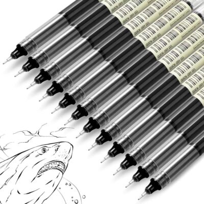  Rollerball Pens Fine Point Black Gel Ink Pens 0.5mm for Note Taking Black