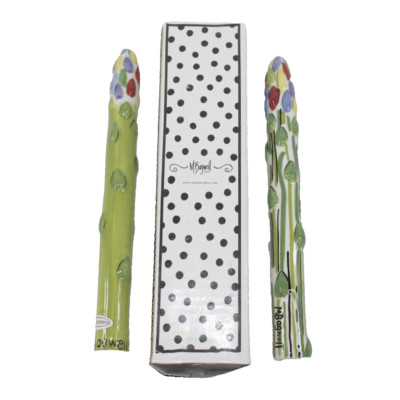 M. Bagwell Funky Fruit FF10 Asparagus #60568 Hand Painted Ceramic Set in Box