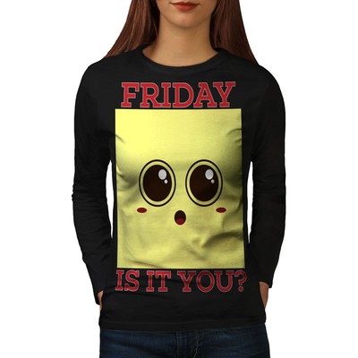 Wellcoda Friday Cartoon Cute Weekend Womens Long Sleeve T-shirt