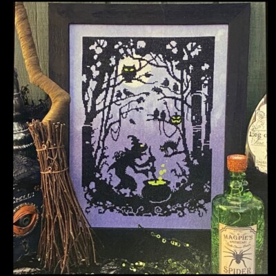 Halloween Witch MIDNIGHT BREW Counted Cross Stitch PATTERN by AUTUMN LANE