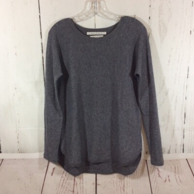 Max Studio 100% 2-Ply Cashmere Sweater Womens M Gray Soft Casual Pullover Hi Low