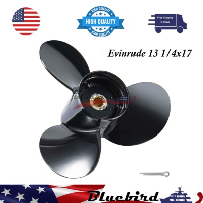 OEM 13 1/4 x 17 Boat Propeller 13 Spline Fit Evinrude 40-140HP Prop,765183,RH