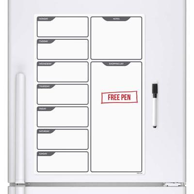 Fridge Board Magnetic & Pen Notice Memo Drywipe Whiteboard Large Daily Planner
