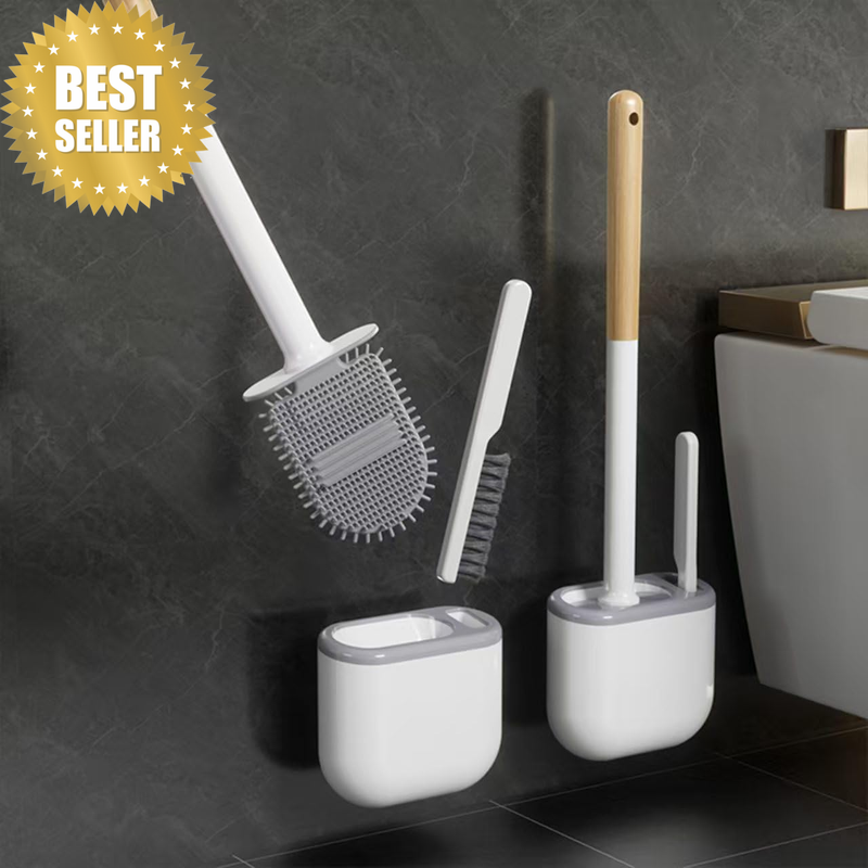 Toilet Brush and Holder Set, Silicone Toilet Brush Set with TPR Durable Bristles