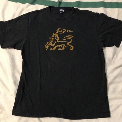 Vintage 80's 90's stussy rasta lion distressed tee Shirt XL