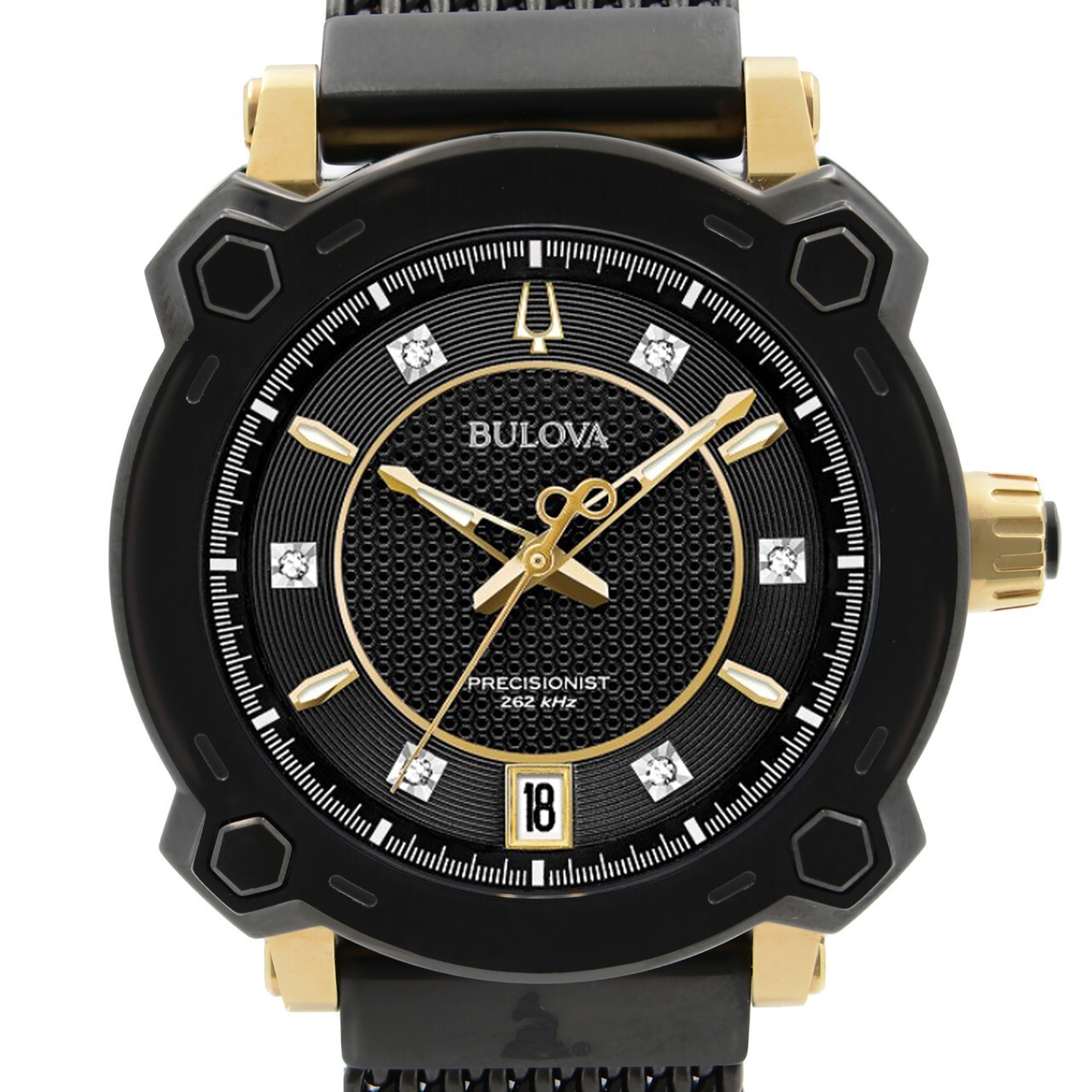 Pre-owned Bulova Precisionist Grammy Edition Women's Quartz 6-diamonds Black Ip 38mm Watch