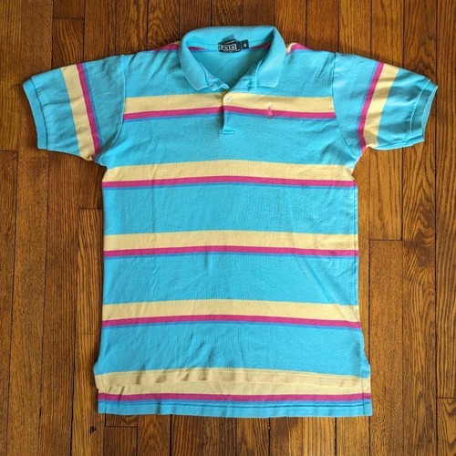 POLO RALPH LAUREN Vintage 80's Stripe Multicolor Knit Polo