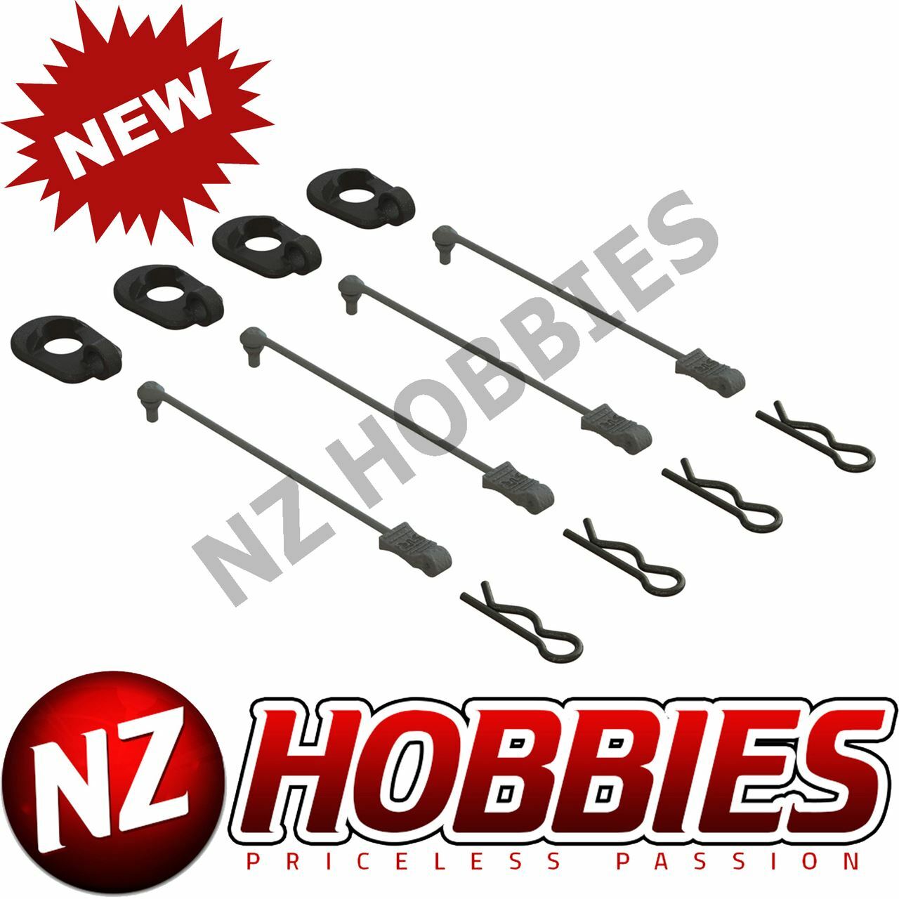 ARRMA ARA390294 BODY CLIP RETAINERS 4PCS BLACK 1/5 KRATON / OUTCAST