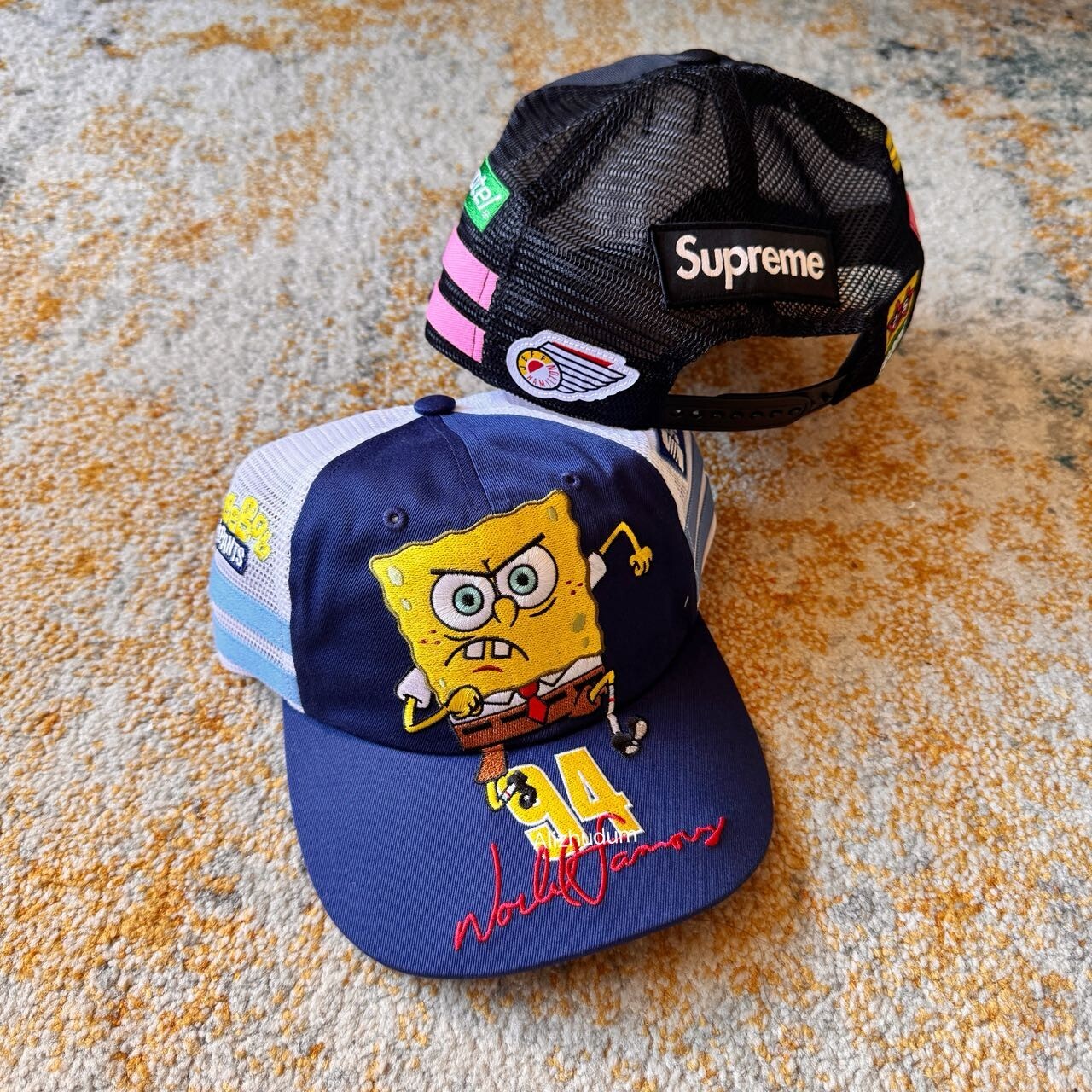 帽子 Supreme Sponge Bob Mesh Back 6-Panel BK Supreme SpongeBob Jeff Hamilton Mesh Back 6-Panel Black | eBay