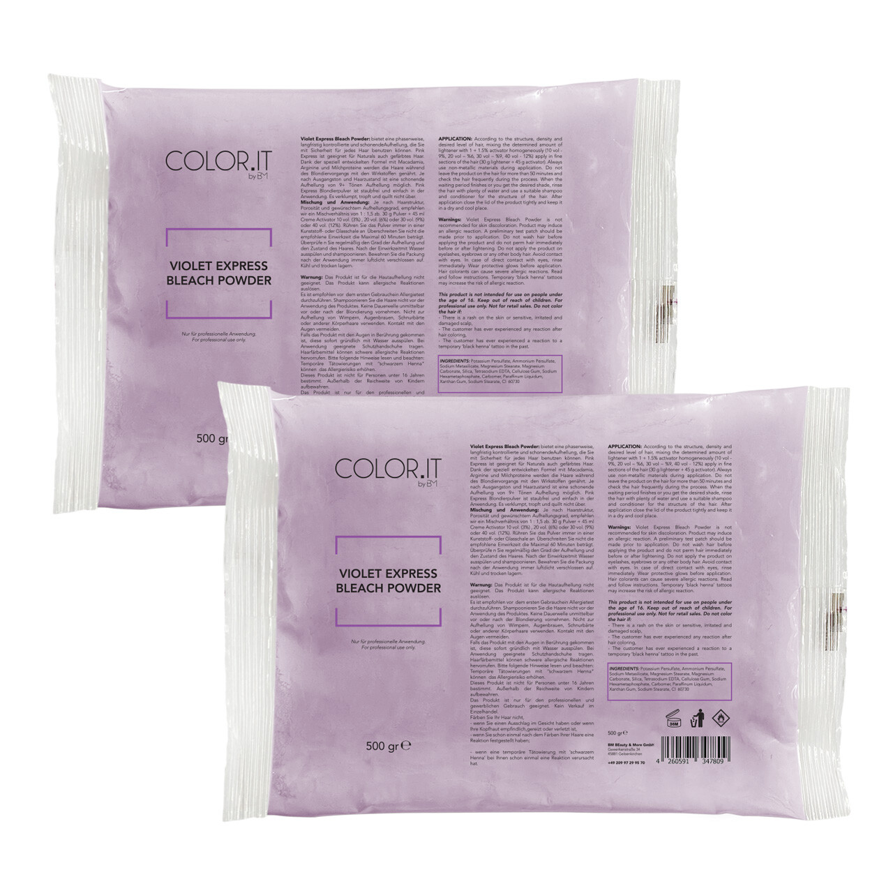 2x COLOR.IT by BM Professionelles Blondierpulver Violet Express Staubfrei, 500g