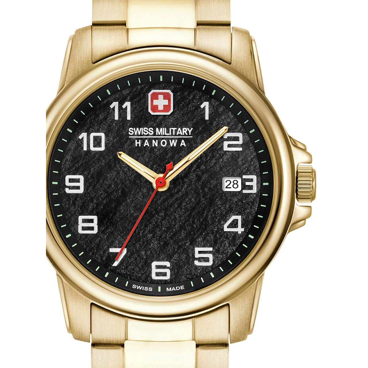 Pre-owned Swiss Military Hanowa Swiss Made Gold Watch Black Dial Date 06-5231.7.02.007