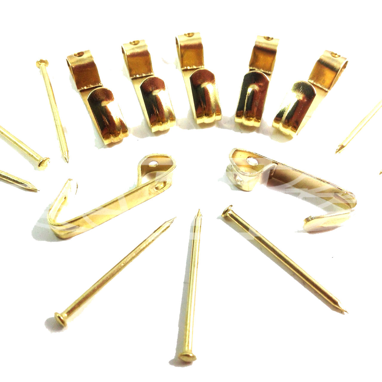 Home & Garden HANGING 27mm LONG 2 BRASS PLATED PICTURE HOOKS WITH PINS